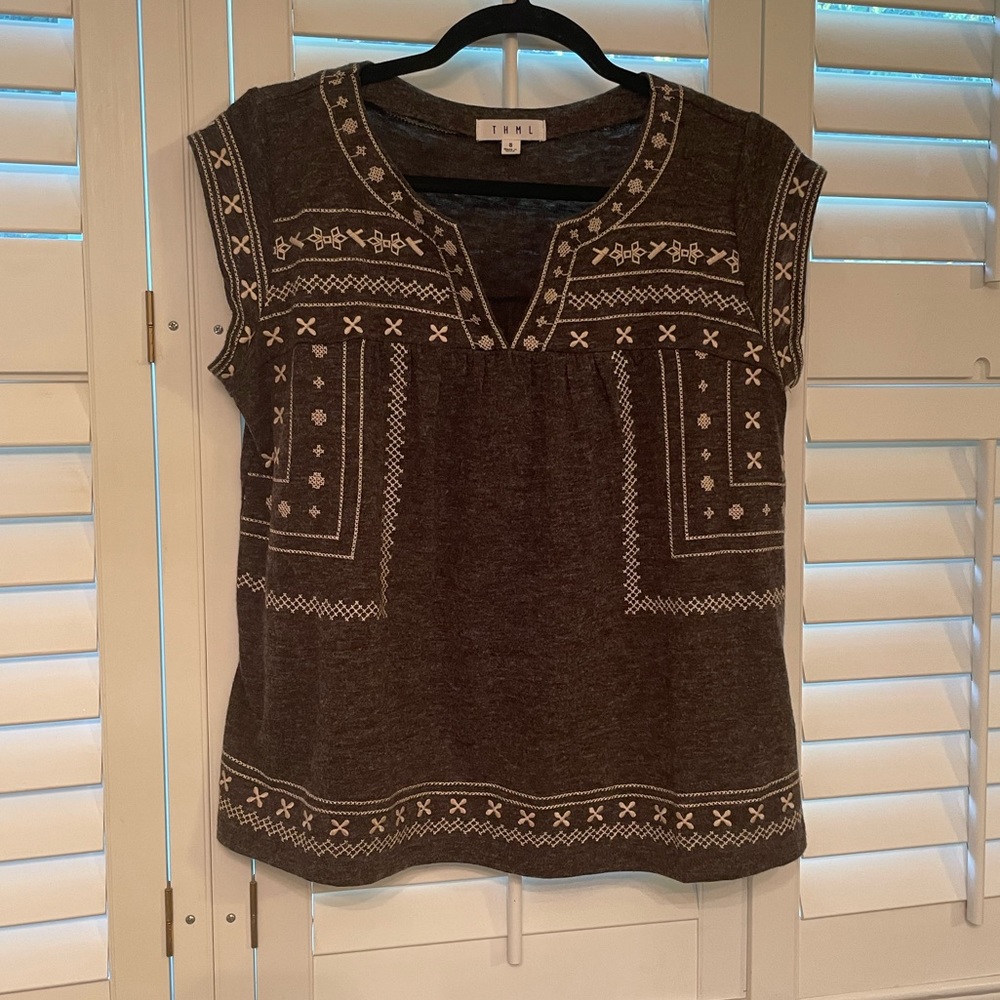 THML Charcoal Embroidered Top Small